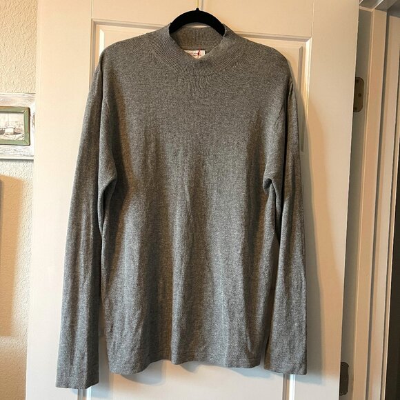Saturdays New York City High Crew Mock Neck Extra Fine Gauge Pullover Sweater L - Picture 1 of 6